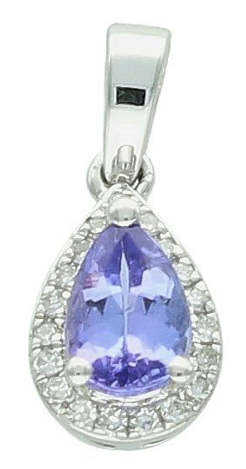 Złota zawieszka 585 białe złoto tanzanit i diamenty 60027079 HSI Złota zawieszka wykonana z próby 585 z tanzanitem i 19 diamentami o wielkości 0,06 ct, barwie H i czystości SI. 1.jpg